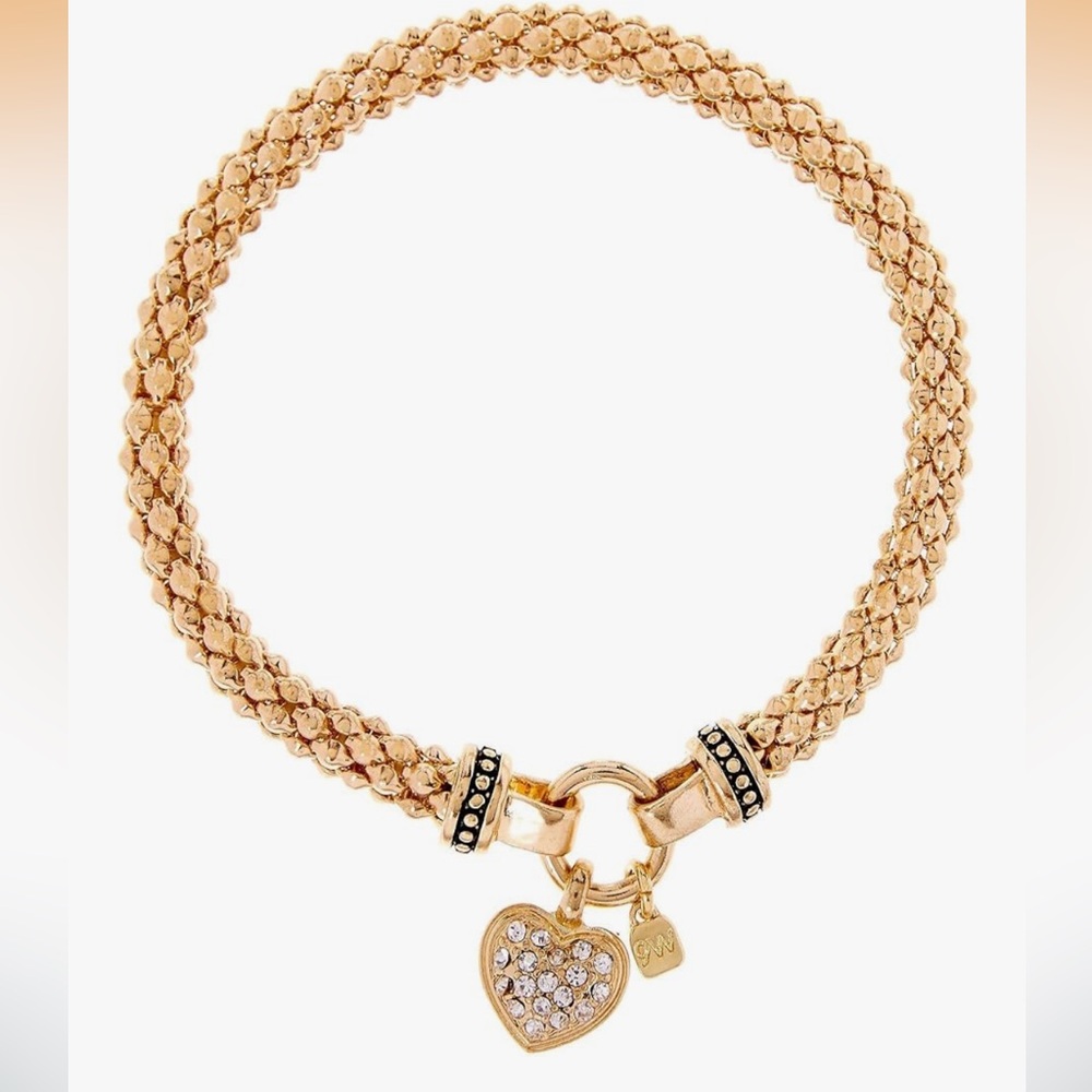 Nine West Women's Boxed Bracelet Pave Heart Stretch - Picture 1 of 5